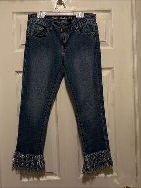 VIP Dark Blue Fringed Ankle Jeans